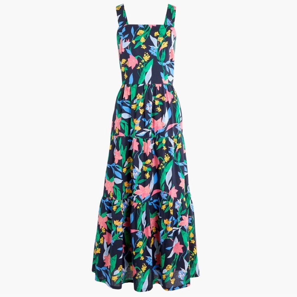 J. Crew Floral Tiered Maxi Dress Women’s Size 2 $118 Summer Party Spring Wedding